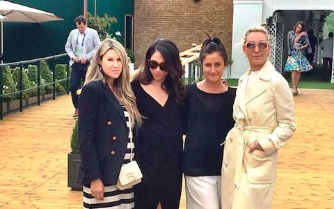 Ms Markle posing in a sultry photograph at Wimbledon with Sadie Mantovani, Violet Von Westenholz and Olivia Buckingham - Credit: Instagram