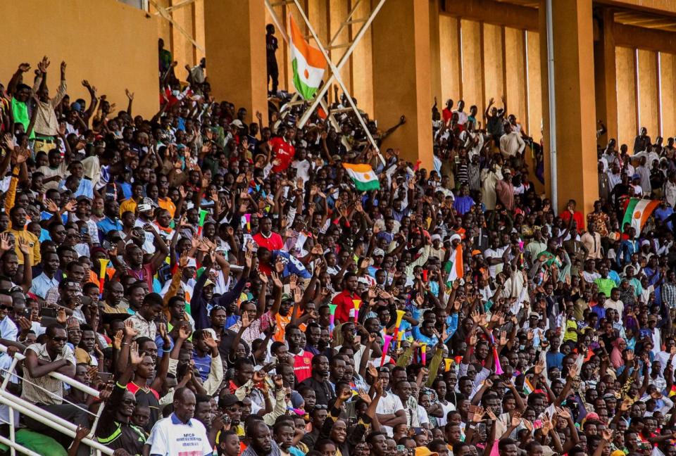 PHOTO: Supporters of Niger's coup leaders take part in a rally at a stadium in Niamey, Niger, Aug. 6, 2023. (Reuters, FILE)