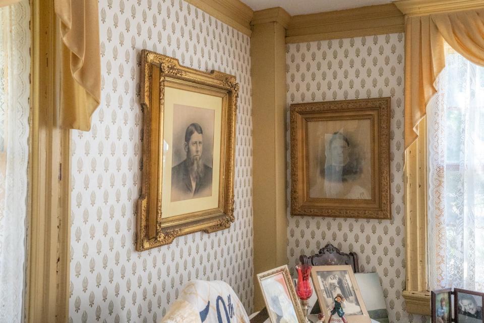 Portraits of John F. Cullen and his wife, Mary Powers Cullen, great-grandparents of the farmstead's current owner. John F. Cullen, an Irish immigrant, acquired the property in the 1880s and operated a dairy farm there until 1940.