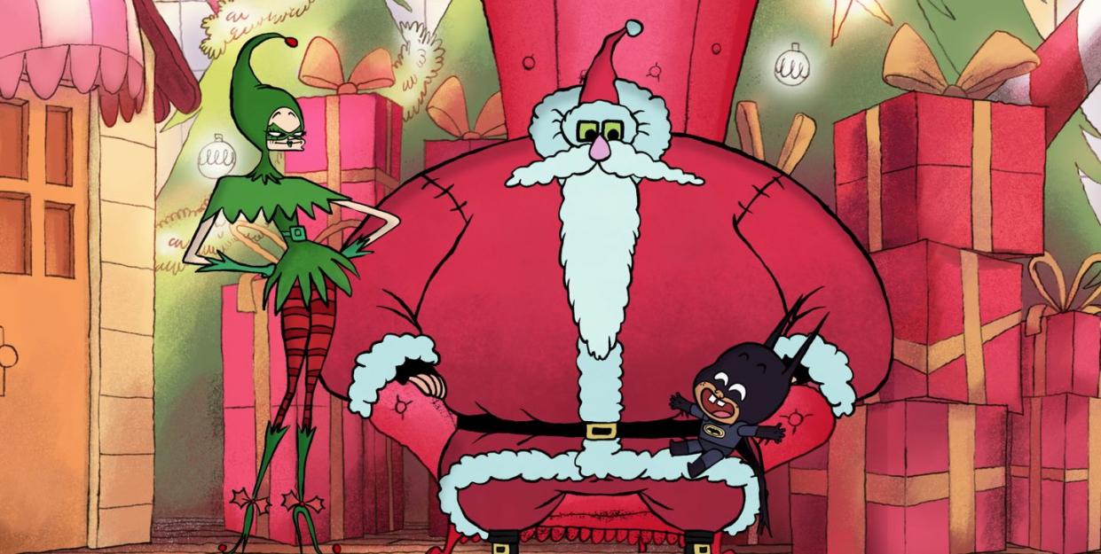 poison ivy, santa claus, batman, merry little batman