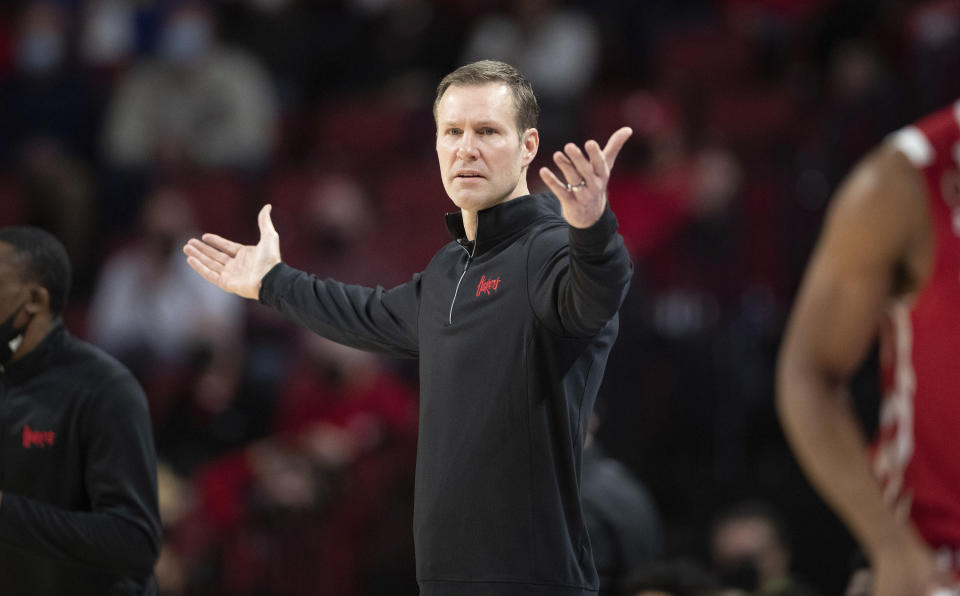 FILE - Nebraska head coach Fred Hoiberg questions a referee's call during the first half of an NCAA college basketball game against Wisconsin Thursday, Jan. 27, 2022, in Lincoln, Neb. Hoiberg enters his fourth season at Nebraska needing to produce if he plans on getting a fifth. (AP Photo/Rebecca S. Gratz, File)