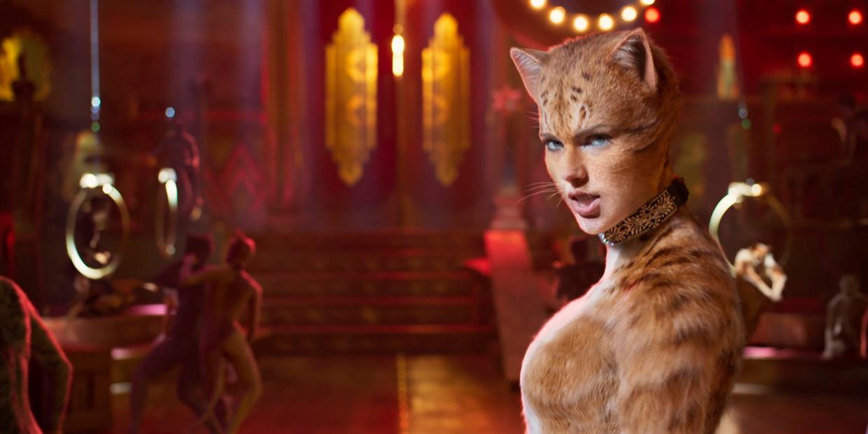 This image released by Universal Pictures shows Taylor Swift as Bombalurina in a scene from 