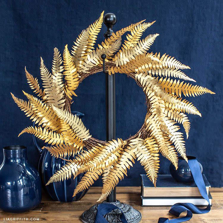 3) Gold Paper Fern Wreath