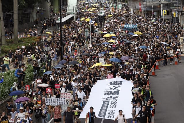 Protesters march in Hong Kong 