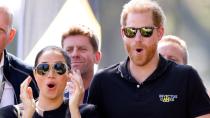 <p> Whether it's at a sports event or a concert, we've all been where Meghan and Harry were when this photo was taken - you get completely caught up in the action and you're not quite sure how you're going to react. </p> <p> The difference is that most of us don't have the world's media catching our unfiltered and hilarious reactions! </p> <p> Meghan managed to pull off the shocked facial expressions, thanks in part to her timeless aviator sunglasses (The Duchess is known to favour a pair of classic Ray-Bans). </p>