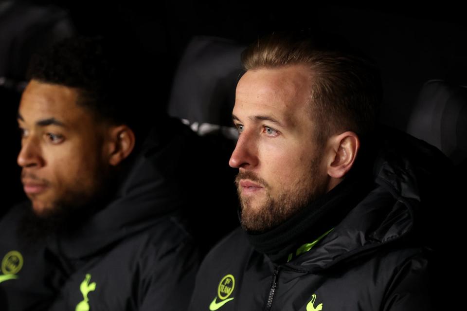 Rested: Harry Kane was left on the bench for much of Tottenham’s loss at Sheffield United (Getty Images)