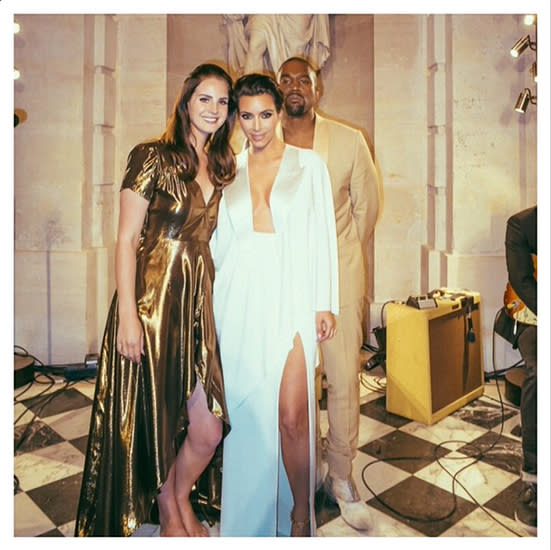 The couple pose with Lana Del Ray. Image: Instagram.com/kimkardashian