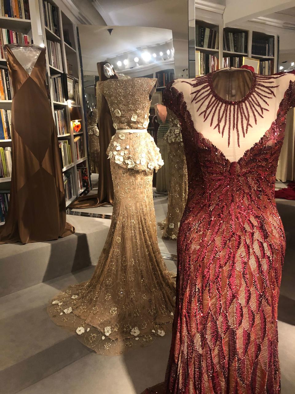 Several of Jan Taminiau's intricate couture gowns were on display at his Madrid apartment.