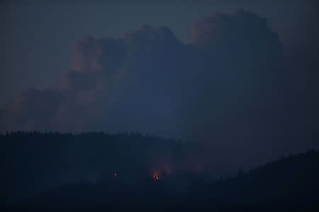 A wildfire burns north east of the town of Cache Creek, British Columbia, Canada July 18, 2017. Picture taken July 18, 2017. REUTERS/Ben Nelms