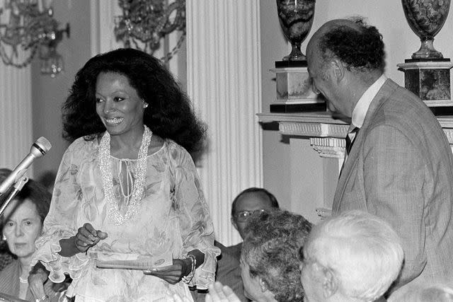 <p>John Bright/WWD/Penske Media via Getty</p> Diana Ross and Ed Koch in 1981