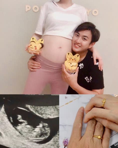 黃靖倫也曬出寶寶的超音波照片和結婚戒指照，選擇在他生日這天po出這2個重要消息，特別具有深意。（圖／翻攝自黃靖倫臉書）