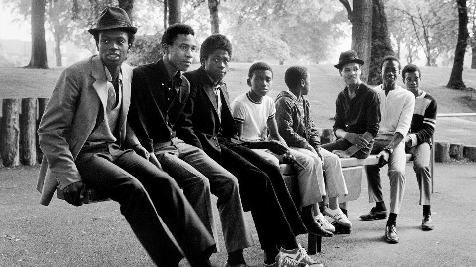 British Jamaican photographer Vanley Burke has spent over 50 years documenting Black British communities in Birmingham. His image "Young Men on See-Saw, Handsworth Park, Birmingham," (1984) is on display at Somerset House. - Vanley Burke/Courtesy Somerset House