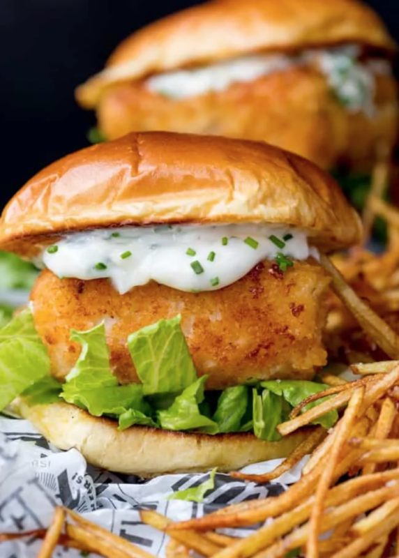 <p>Kitchen Sanctuary</p><p>Crispy fish burger with easy garlic lemon mayo and a pile of crispy and totally addictive shoestring fries.</p><p><strong>Get the recipe: <a href="https://www.kitchensanctuary.com/fish-burger-shoestring-fries/" rel="nofollow noopener" target="_blank" data-ylk="slk:Crispy Fish Burger with Shoestring Fries;elm:context_link;itc:0;sec:content-canvas" class="link ">Crispy Fish Burger with Shoestring Fries</a></strong></p>