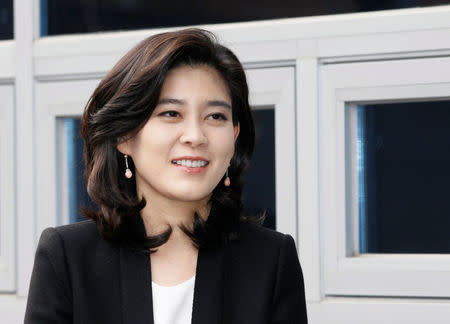 FILE PHOTO - Lee Boo-jin, daughter of Samsung Electronics chairman Lee Kun-hee and president and chief executive of Hotel Shilla, arrives to preside over the annual general meeting of the hotel stockholders in Seoul March 16, 2012. REUTERS/Lee Jae-Won/File Photo