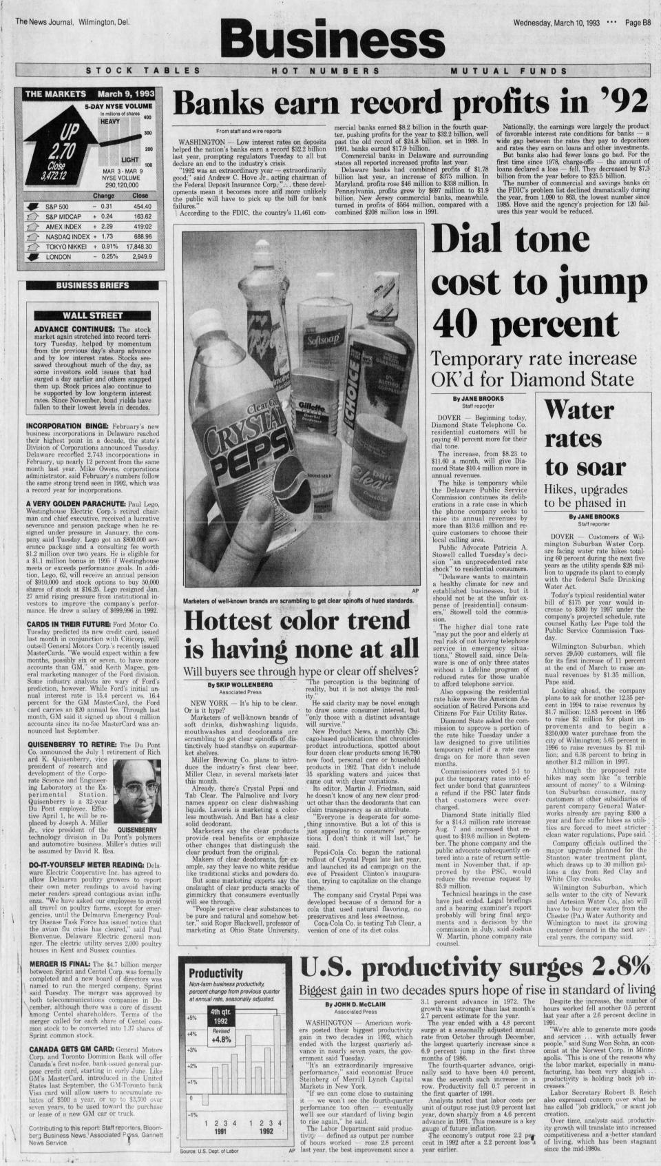 Page B8 of The News Journal from March 10, 1993.