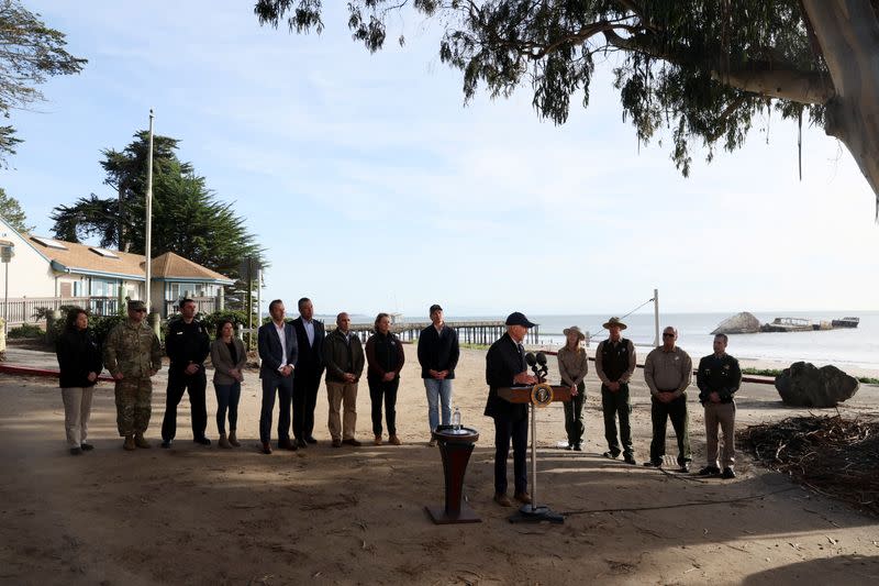 U.S. President Joe Biden survey storm demaged areas