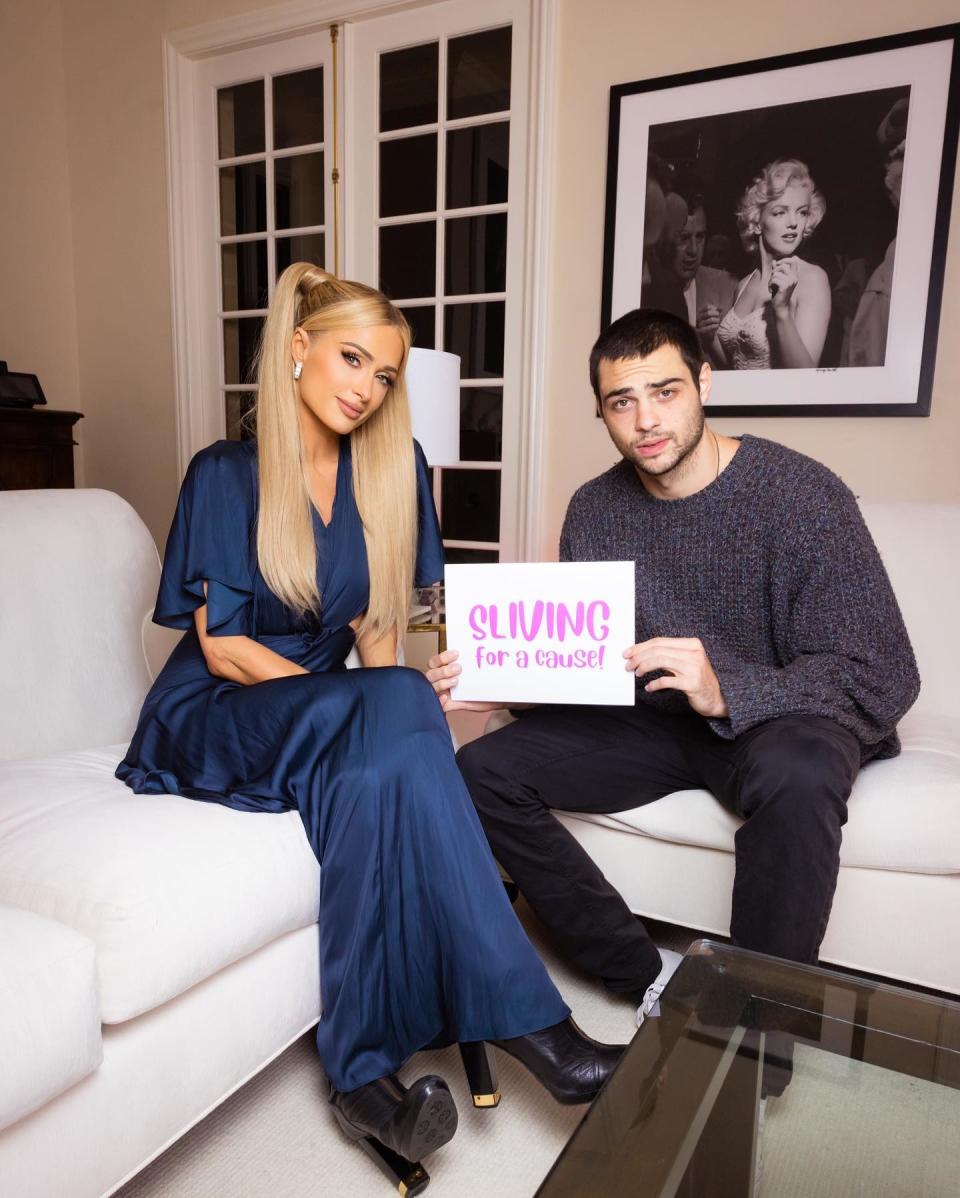 Paris Hilton and Noah Centineo sliving for a cause on Giving Tuesday