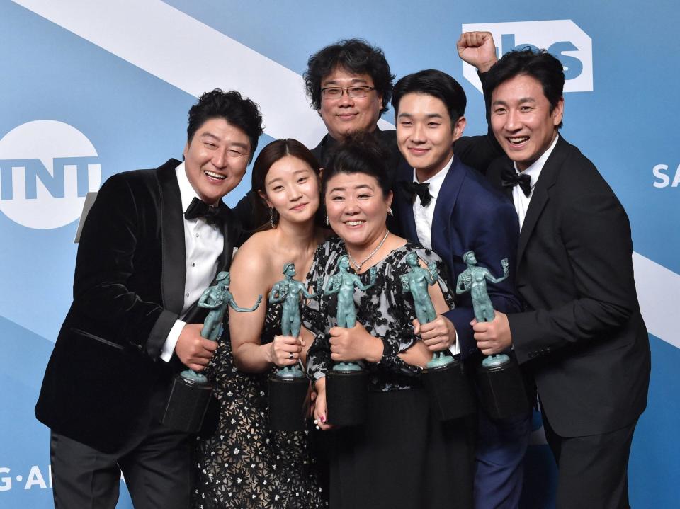 The cast of "Parasite" at the 26th Annual Screen Actors Guild Awards - Press Room