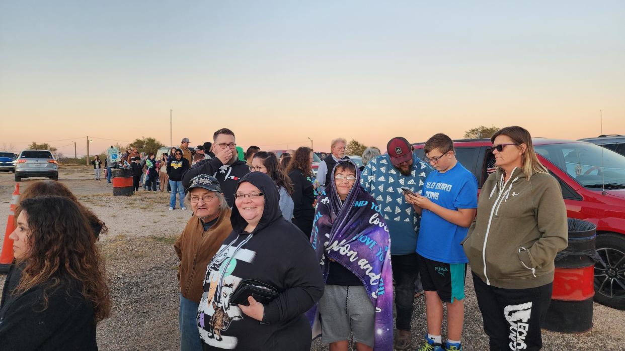 A line forms for concessions all the way to the back of the property Friday night at the Tascosa Drive-in's final show in Amarillo.