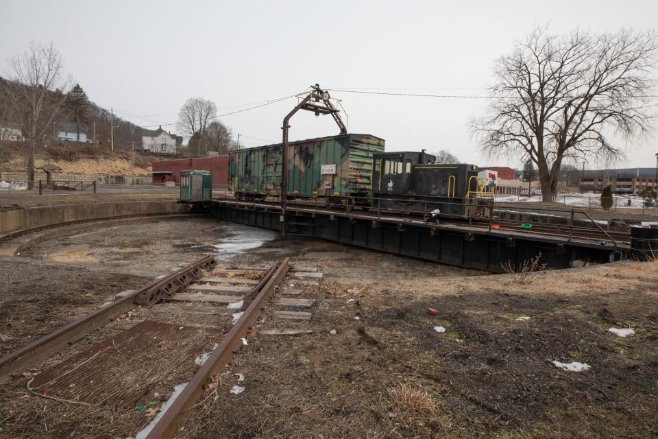 The turntable at the Port Jervis Transportation History Center in Port Jervis on Saturday.