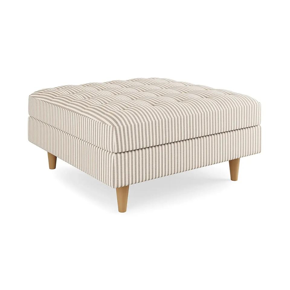 Dunelm Zoe Square Storage Footstool, Pinstripe