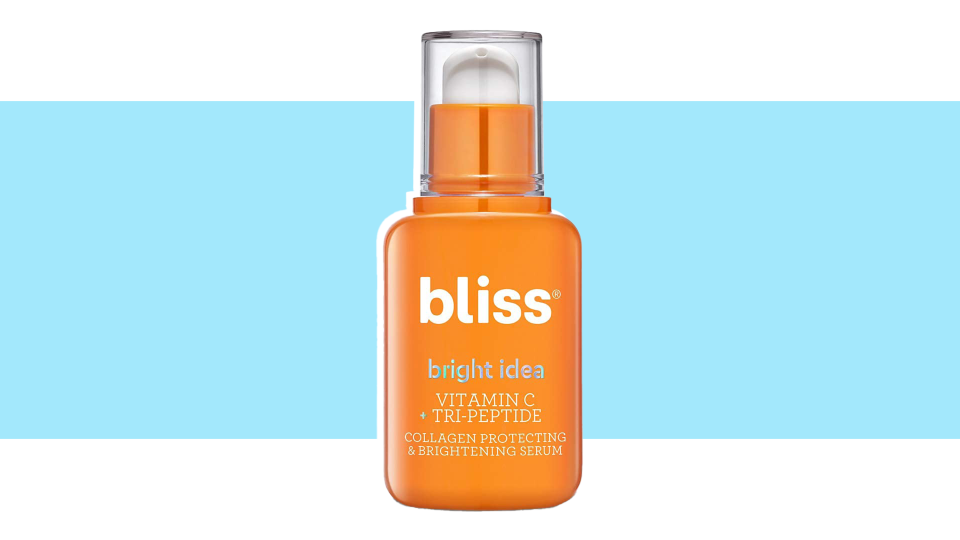 Brighten your skin with the Bliss Bright Idea Vitamin C + Tri-Peptide Collagen Protecting & Brightening Serum.