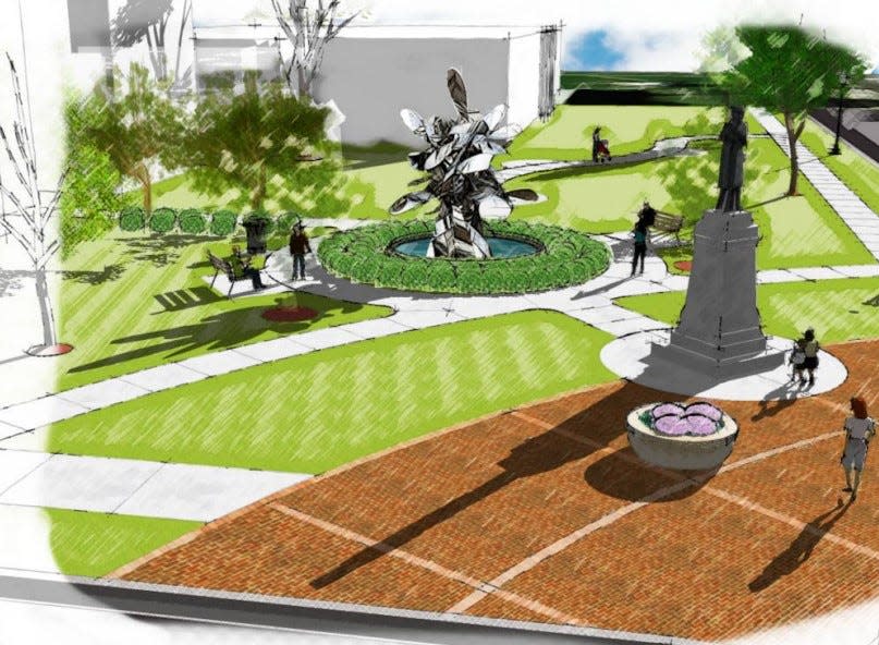 The architect proposed design for the southeast quadrant of Four Corners Park..