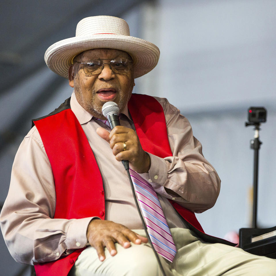 Ellis Marsalis on stage during the 2019 New Orleans Jazz & Heritage Festival in New Orleans (Sophia Germer / AP)