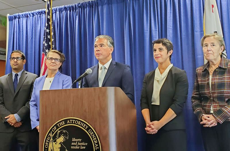 FILE PHOTO: California Attorney General Rob Bonta announces an antitrust lawsuit against Amazon.com Inc