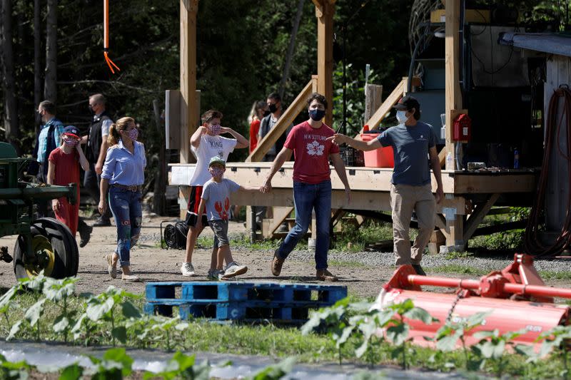 Canada's PM Trudeau harvests broccoli on Canada Day in Ottawa