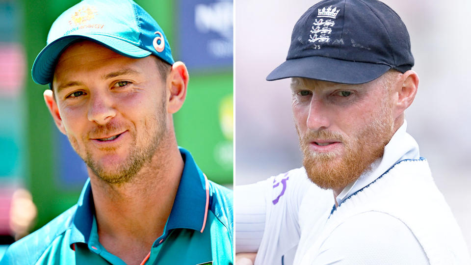 Pictured left to right, Aussie cricket star Josh Hazlewood and England captain Ben Stokes.