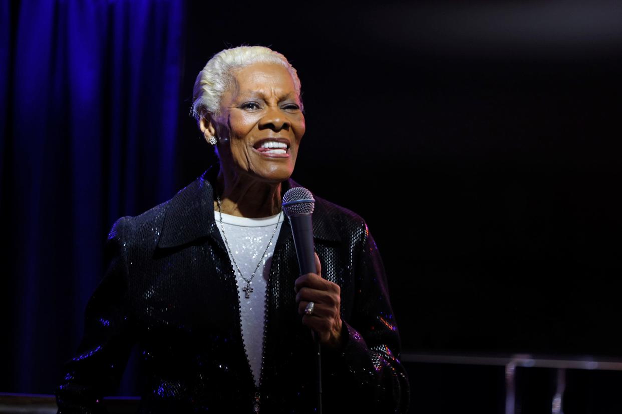 Dionne Warwick speaks at the Dionne Warwick Gala for Bowie State University at Cafe Milano on March 31, 2023 in Washington, DC.