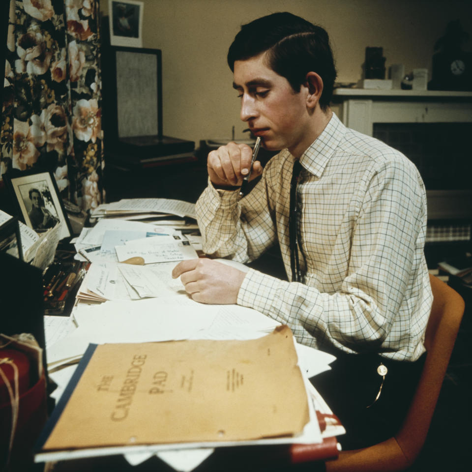 Prince Charles studying in his rooms at Cambridge University in 1967. (Photo by Keystone/Hulton Archive/Getty Images)