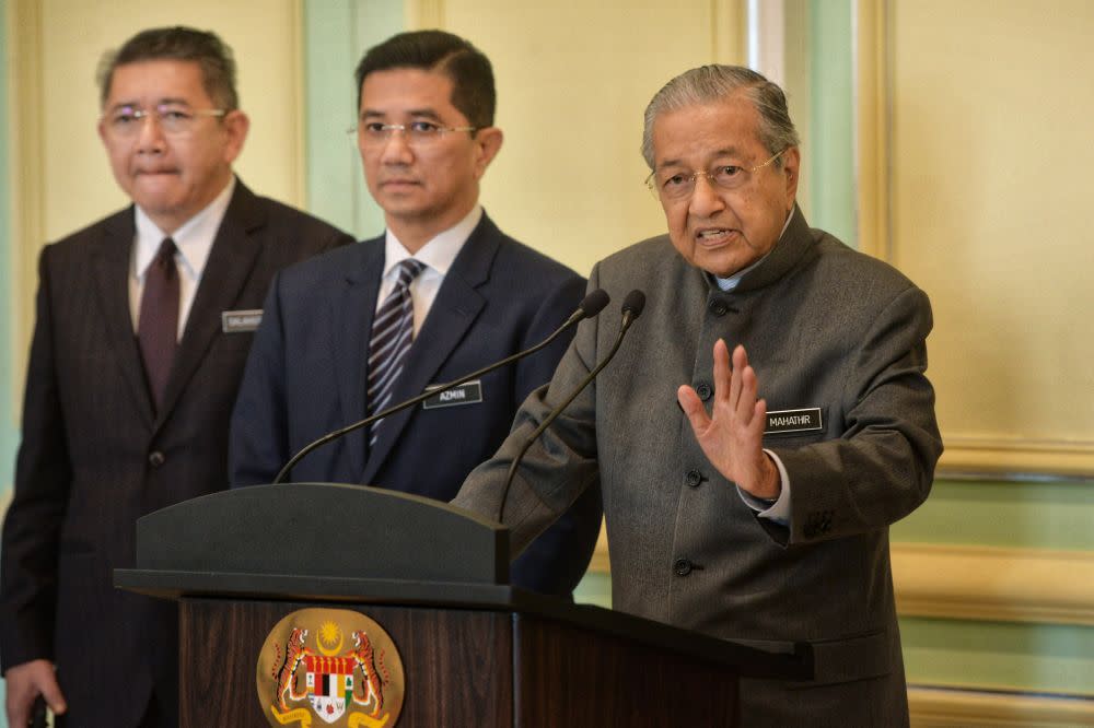 Prime Minister Tun Dr Mahathir Mohamad speaks to the press after chairing the third Economic Action Council meeting at the Prime Minister’s Office in Putrajaya June 11, 2019. — Picture by Shafwan Zaidon