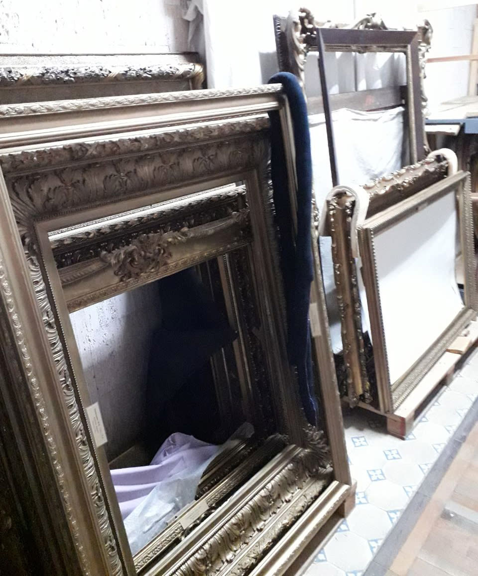 Russian forces left behind empty picture frames after hauling away paintings from Kherson Regional Art Museum.  (Kherson Regional Art Museum)