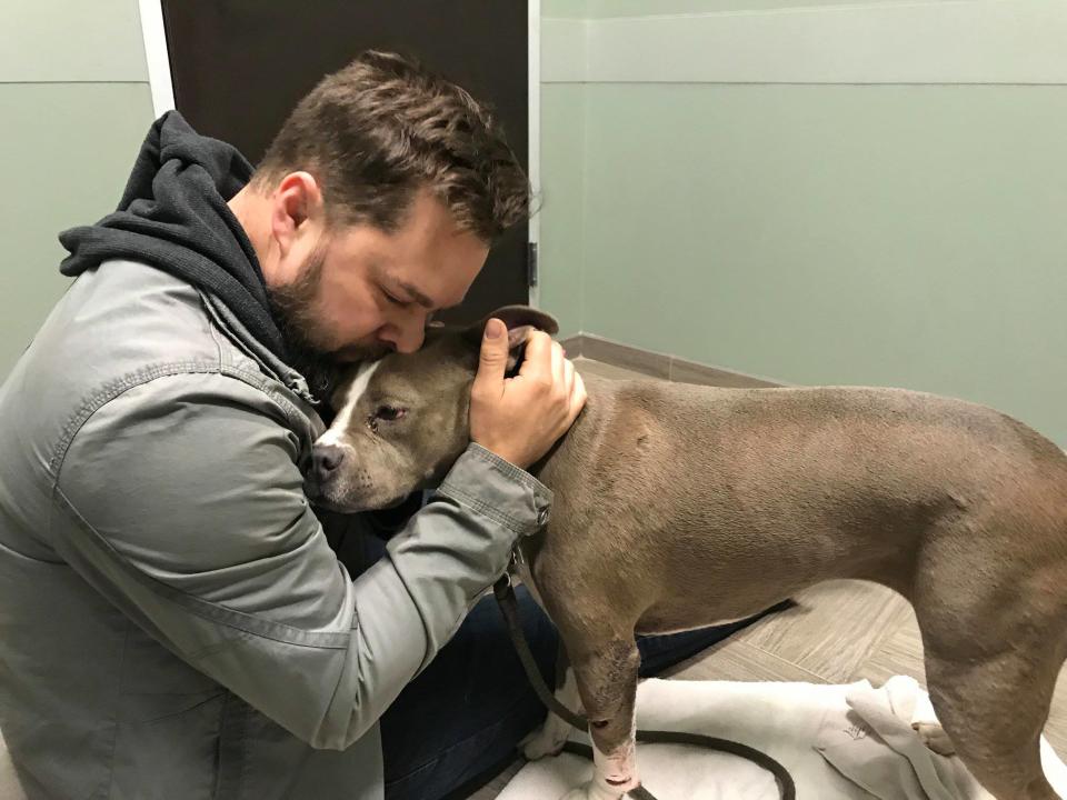 Geoff Hoffman was reunited with his dog Bridget after she went missing for four days. (Photo: Bring Bridget Back/Facebook)