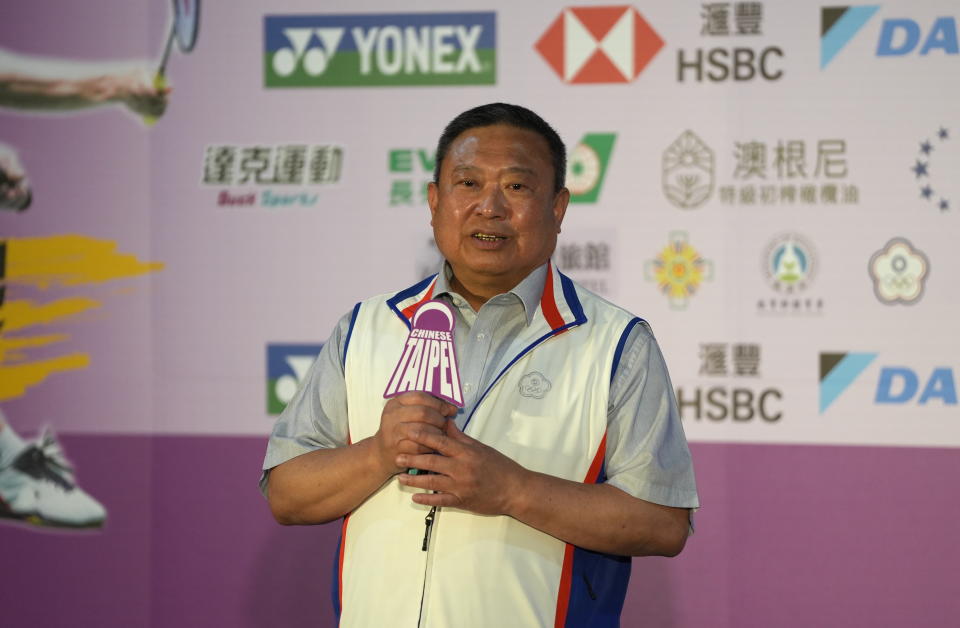 中華奧林匹克委員會主席林鴻道今天出席YONEX 2023台北羽球公開賽記者會。（李宇政攝）