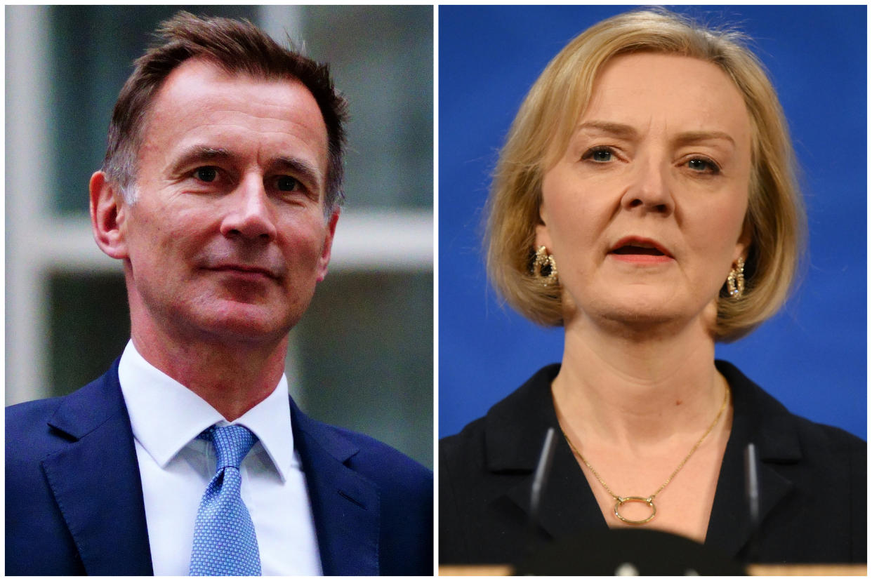 Jeremy Hunt refused to say Liz Truss is a 'confident leader' who 'has a grip' on the country. (PA)