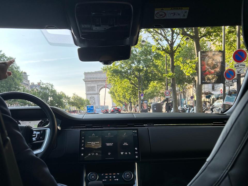 The view from the backseat of the Range Rover.