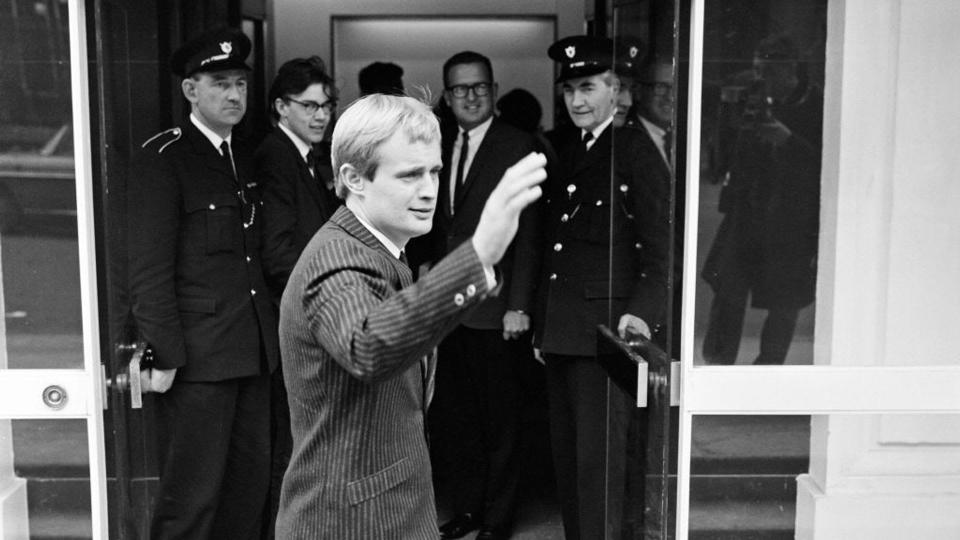 David McCallum waving at fans 