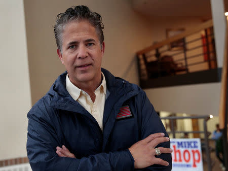U.S. Rep. Mike Bishop, R-Rochester, who is running for re-election representing Michigan's 8th District, attends an event at his campaign office in Rochester Hills, Michigan, U.S., April 14, 2018. Picture taken April 14, 2018. REUTERS/Rebecca Cook