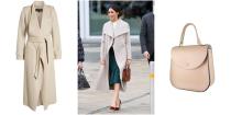 <p>For the trip, Markle is rumoured to have teamed a <a rel="nofollow noopener" href="https://shop.nordstrom.com/s/mackage-double-face-front-drape-wool-coat/4870274" target="_blank" data-ylk="slk:Double-Face Front Drape Wool Coat by Mackage;elm:context_link;itc:0;sec:content-canvas" class="link ">Double-Face Front Drape Wool Coat by Mackage</a>, with a green skirt by <a rel="nofollow noopener" href="https://gretaconstantine.com/index.html" target="_blank" data-ylk="slk:Greta Constantine;elm:context_link;itc:0;sec:content-canvas" class="link ">Greta Constantine</a>, which we have a sneaking suspicion was a nod to the famous colour of the Emerald Isle.</p><p>To layer up against the cold, she paired the look with a cream cashmere sweater by Victoria Beckham (similar <a rel="nofollow noopener" href="https://www.harrods.com/en-gb/victoria-beckham/cashmere-sweater-p000000000005873768?ranMID=36666&ranEAID=Hy3bqNL2jtQ&ranSiteID=Hy3bqNL2jtQ-ZhVAkd0bZbQRUrCa1ccmEA&cid=LS&utm_source=Affiliate&utm_medium=RakutenAffiliate&utm_campaign=Hy3bqNL2jtQ&utm_content=10&siteID=Hy3bqNL2jtQ-ZhVAkd0bZbQRUrCa1ccmEA" target="_blank" data-ylk="slk:here;elm:context_link;itc:0;sec:content-canvas" class="link ">here</a>).</p><p>The former actress also carried a <a rel="nofollow noopener" href="https://www.charlottelizabeth.com/collections/the-bloomsburys" target="_blank" data-ylk="slk:Bloomsbury's bag;elm:context_link;itc:0;sec:content-canvas" class="link ">Bloomsbury's bag</a> from young British designer Charlotte Elizabeth - currently sold out but Ice Coffee colour available <a rel="nofollow noopener" href="https://www.charlottelizabeth.com/collections/the-bloomsburys/products/the-iced-latte-bloomsbury" target="_blank" data-ylk="slk:here;elm:context_link;itc:0;sec:content-canvas" class="link ">here</a> - and wore Manolo Blahnik suede pumps (similar available <a rel="nofollow noopener" href="https://www.harrods.com/en-gb/manolo-blahnik/suede-bb-pumps-105-p000000000003487182?bcid=1468336489856" target="_blank" data-ylk="slk:here;elm:context_link;itc:0;sec:content-canvas" class="link ">here</a>).</p>