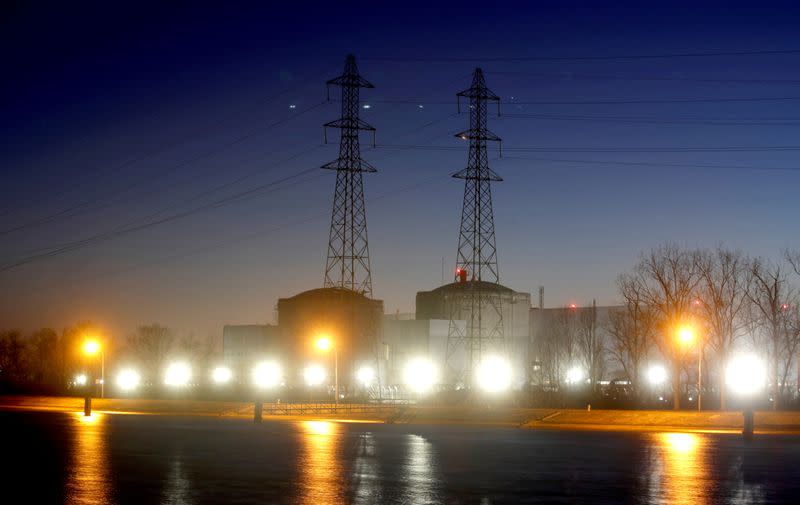 FILE PHOTO: Night view shows Electricite de France nuclear power plant near Fessenheim