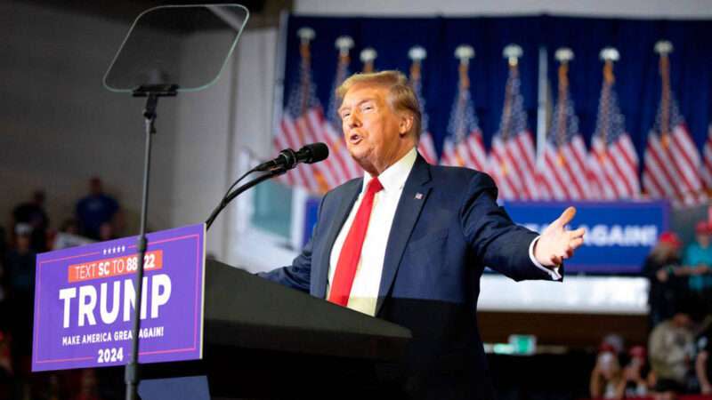 Former President Donald Trump speaks at a rally in South Carolina ahead of that state's Republican presidential primary.