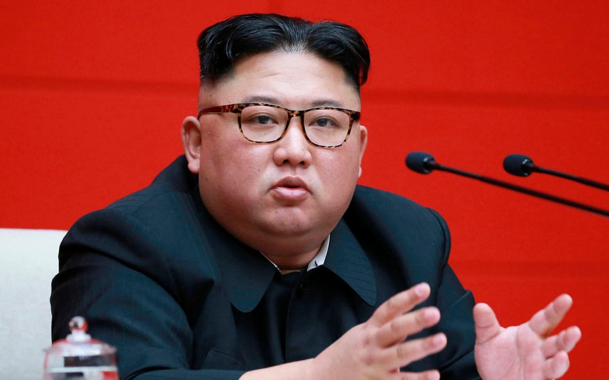 Kim Jong-un addresses the Supreme People's Assembly  - KCNA via KNS