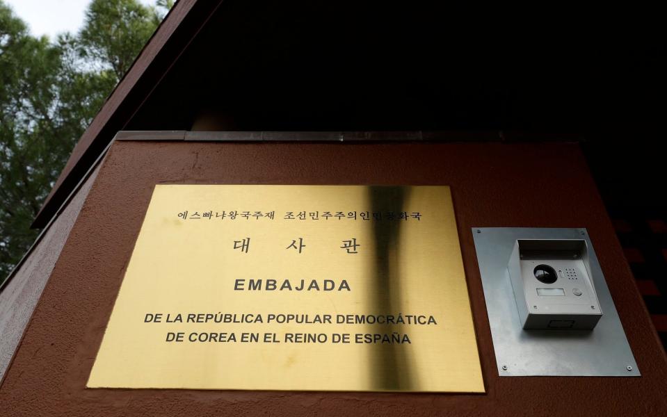A view of North Korea's embassy in Madrid, Spain - AP