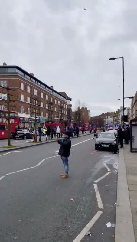 A general view of Streatham High Road after an incident where police shot a man, in London