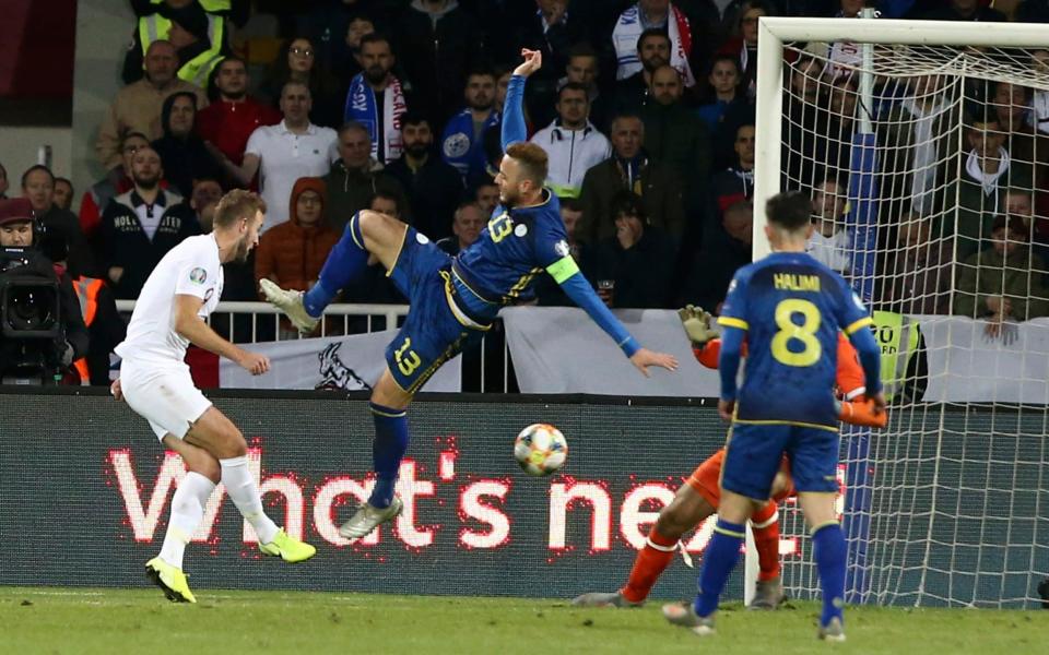 England's Harry Kane nets, meaning that he has scored in every qualifying fixture this campaign - AP