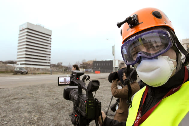 Earthquake Damaged Building Blown Up In Controlled Demolition