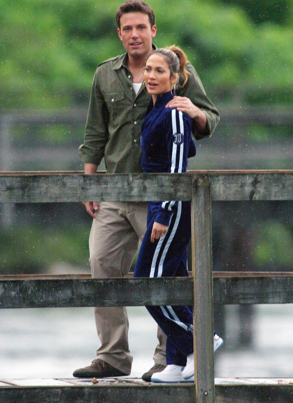 Jennifer Lopez and Ben Affleck in Canada on July 13, 2003.